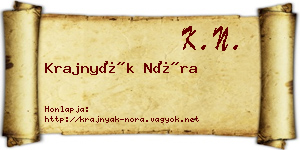 Krajnyák Nóra névjegykártya