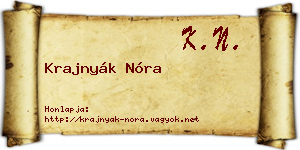 Krajnyák Nóra névjegykártya